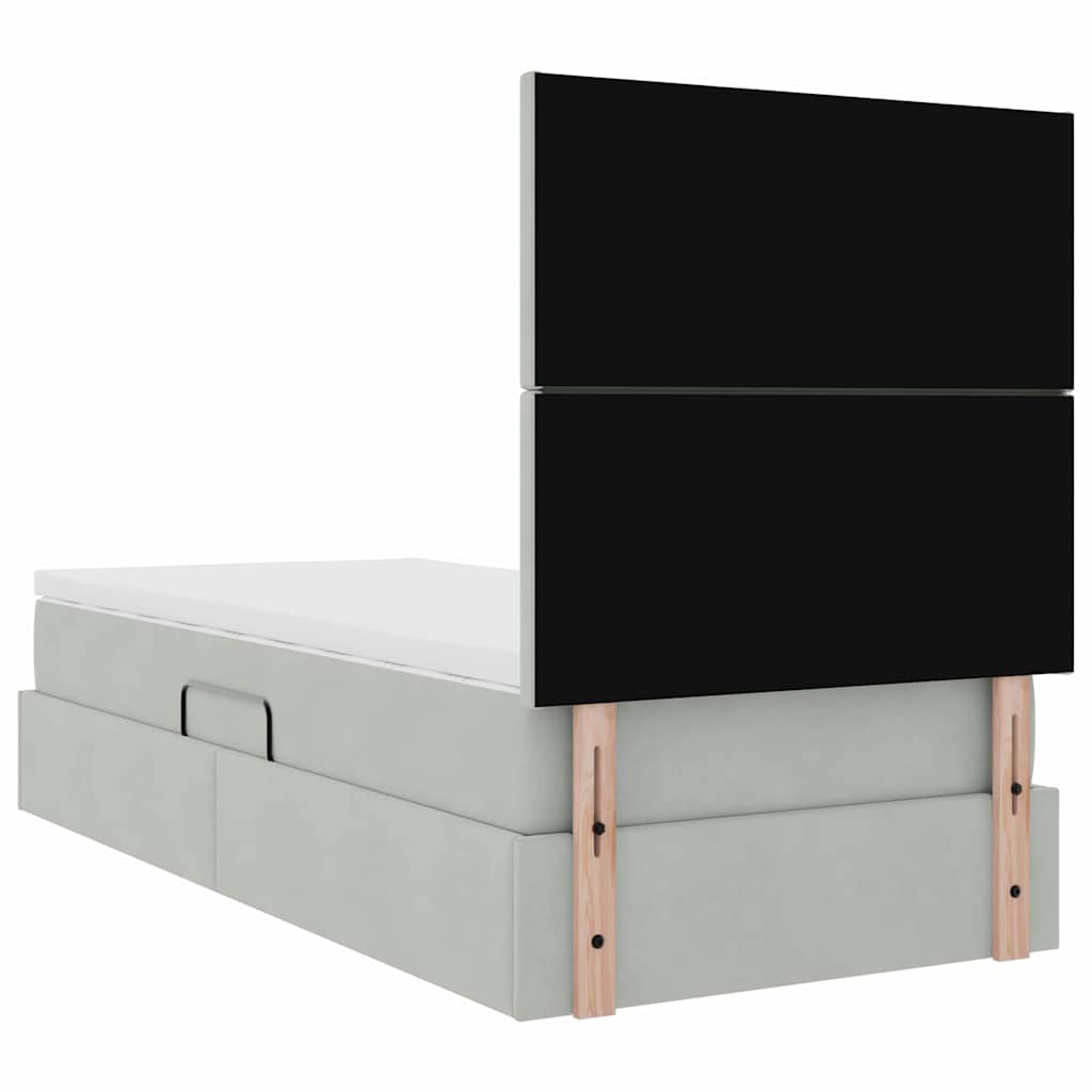 vidaXL Bett mit Stauraum und LED mit LED Hellgrau 100 x 200 cm Samt