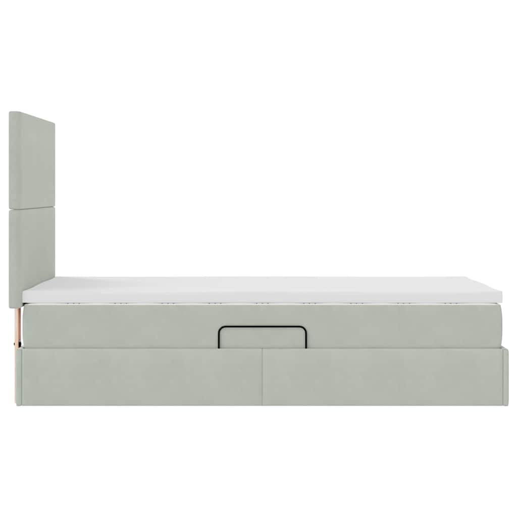 vidaXL Bett mit Stauraum und LED mit LED Hellgrau 100 x 200 cm Samt