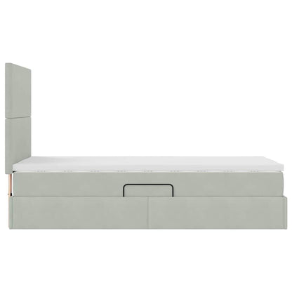 vidaXL Bett mit Stauraum und LED mit LED Hellgrau 100 x 200 cm Samt