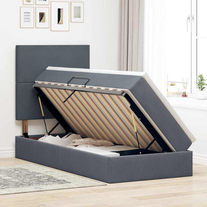 vidaXL Bett mit Stauraum und LED mit LED Dunkelgrau 100 x 200 cm Samt