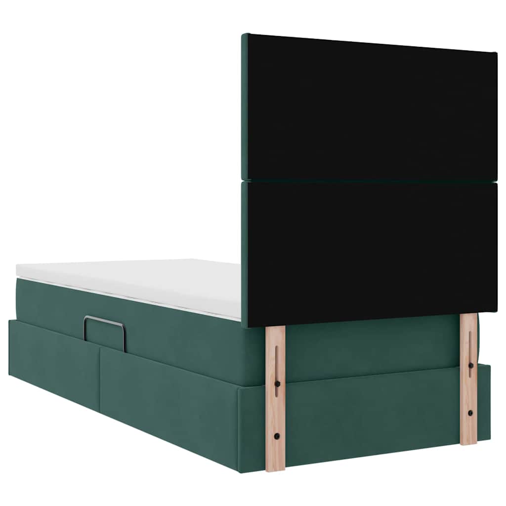 vidaXL Bett mit Stauraum und LED mit LED Dunkelgrün 100 x 200 cm Samt