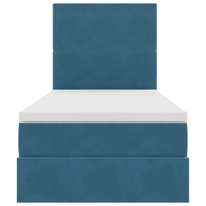 vidaXL Bett mit Stauraum und LED mit LED Dunkelblau 100 x 200 cm Samt