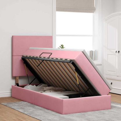 vidaXL Bett mit Stauraum und LED mit Matratze Rosa 100 x 200 cm Samt