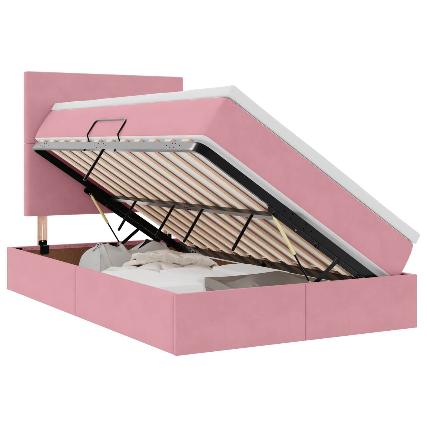 vidaXL Bett mit Stauraum und LED mit Matratze Rosa 120 x 200 cm Samt