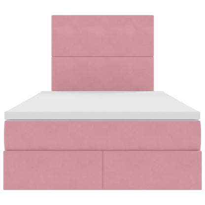 vidaXL Bett mit Stauraum und LED mit Matratze Rosa 120 x 200 cm Samt