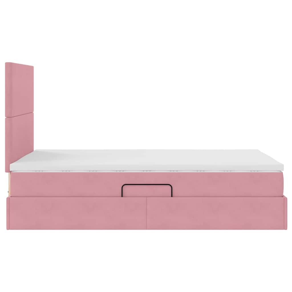 vidaXL Bett mit Stauraum und LED mit Matratze Rosa 120 x 200 cm Samt