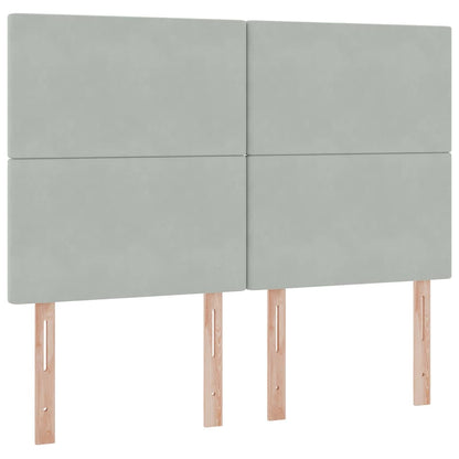 Bett mit Stauraum und LED mit LED Hellgrau 140 x 190 cm Samt