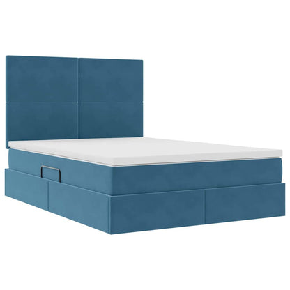 vidaXL Lit avec rangement et LED Bleu foncé 140 x 190 cm Velours