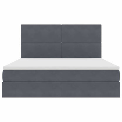 vidaXL Bett mit Stauraum und LED mit LED Dunkelgrau 160 x 200 cm Samt
