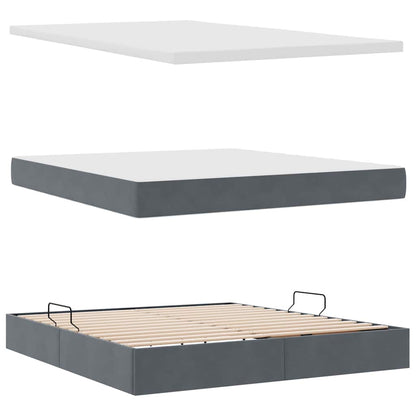 vidaXL Bett mit Stauraum und LED mit LED Dunkelgrau 160 x 200 cm Samt
