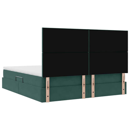 vidaXL Bett mit Stauraum und LED mit LED Dunkelgrün 160 x 200 cm Samt