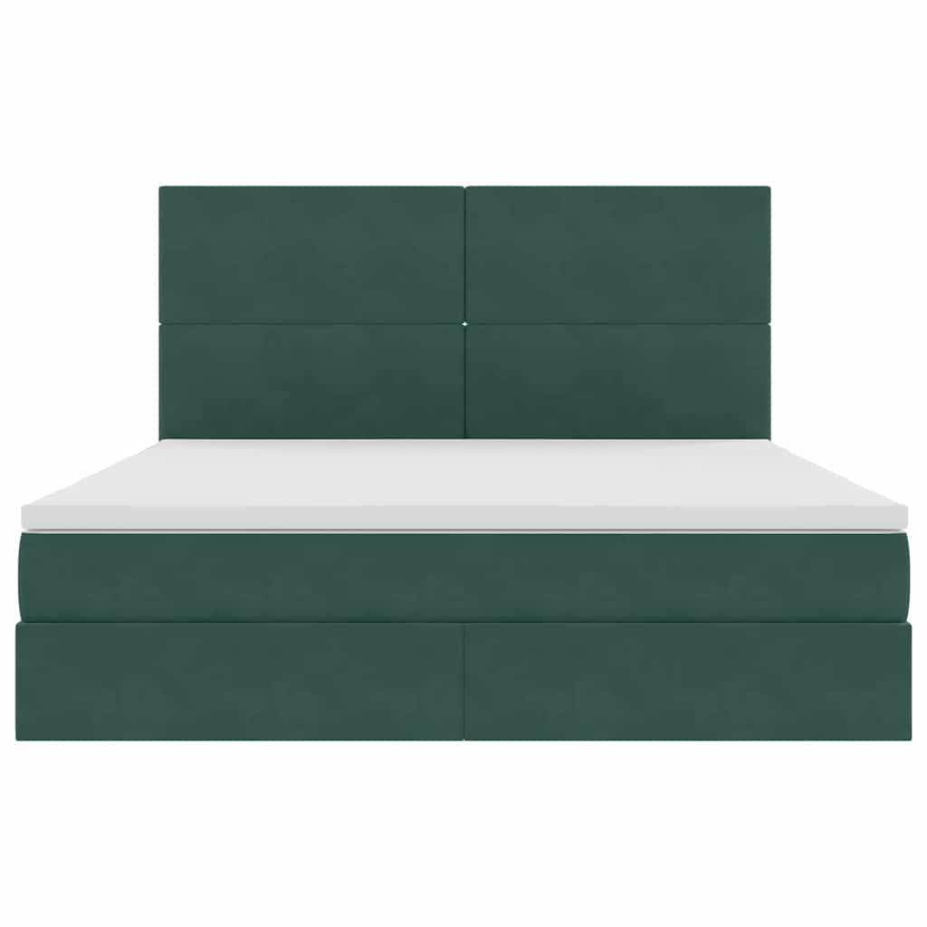 vidaXL Bett mit Stauraum und LED mit LED Dunkelgrün 160 x 200 cm Samt