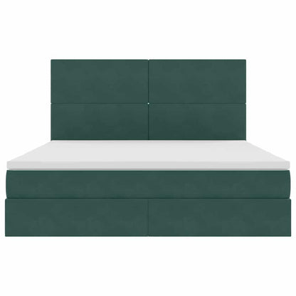 vidaXL Bett mit Stauraum und LED mit LED Dunkelgrün 160 x 200 cm Samt