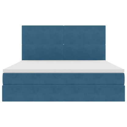 vidaXL Bett mit Stauraum und LED mit LED Dunkelblau 160 x 200 cm Samt