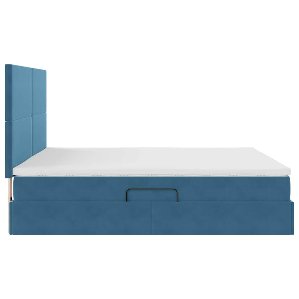 vidaXL Bett mit Stauraum und LED mit LED Dunkelblau 160 x 200 cm Samt
