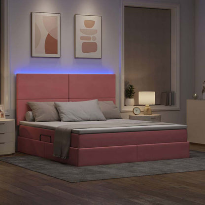 vidaXL Bett mit Stauraum und LED mit Matratze Rosa 160 x 200 cm Samt