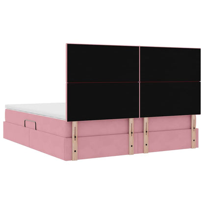 vidaXL Bett mit Stauraum und LED mit Matratze Rosa 160 x 200 cm Samt