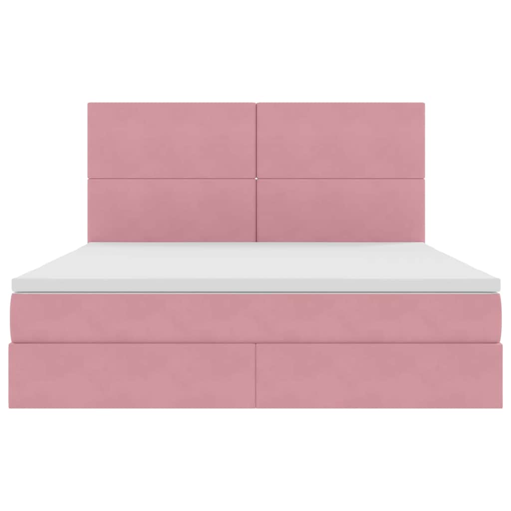 vidaXL Bett mit Stauraum und LED mit Matratze Rosa 160 x 200 cm Samt