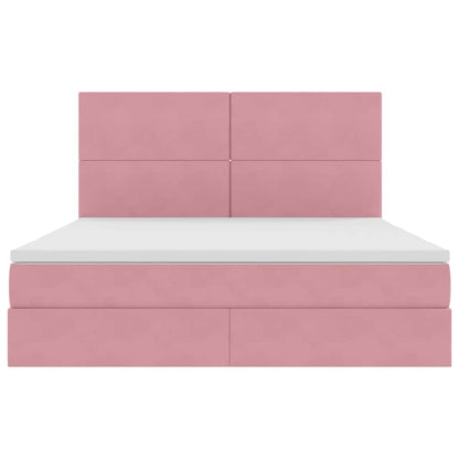 vidaXL Bett mit Stauraum und LED mit Matratze Rosa 160 x 200 cm Samt