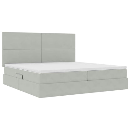 vidaXL Bett mit Stauraum und LED mit LED Hellgrau 200 x 200 cm Samt