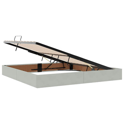 vidaXL Bett mit Stauraum und LED mit LED Hellgrau 200 x 200 cm Samt