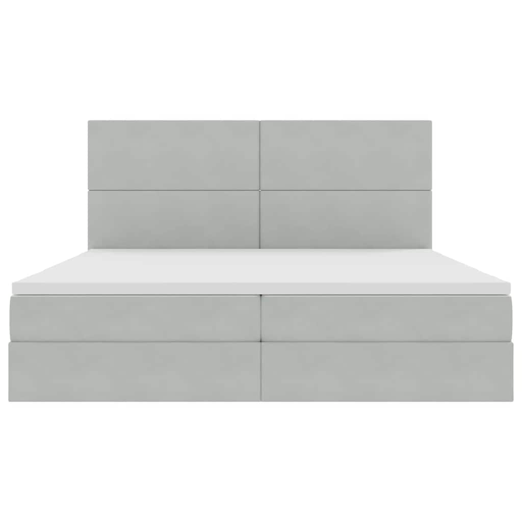 vidaXL Bett mit Stauraum und LED mit LED Hellgrau 200 x 200 cm Samt