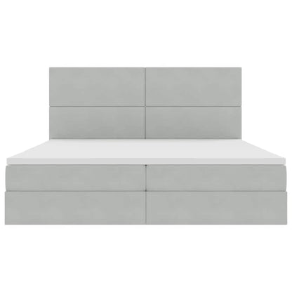 vidaXL Bett mit Stauraum und LED mit LED Hellgrau 200 x 200 cm Samt