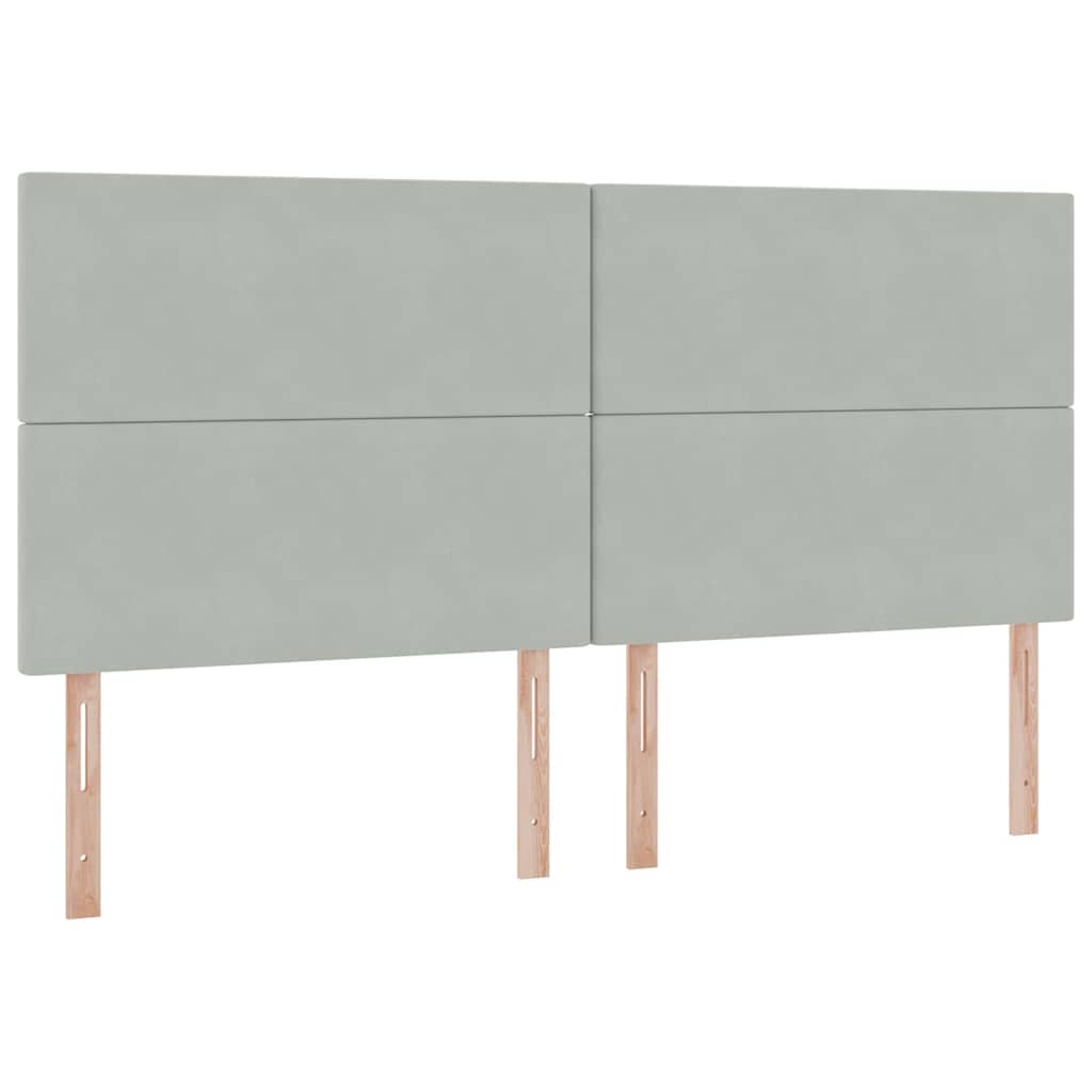 vidaXL Bett mit Stauraum und LED mit LED Hellgrau 200 x 200 cm Samt