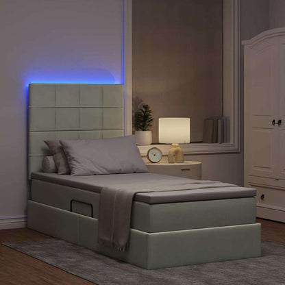 vidaXL Bett mit Stauraum und LED mit LED Hellgrau 90 x 190 cm Samt