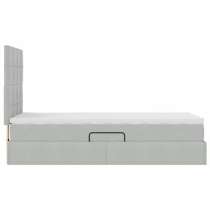 vidaXL Bett mit Stauraum und LED mit LED Hellgrau 90 x 190 cm Samt
