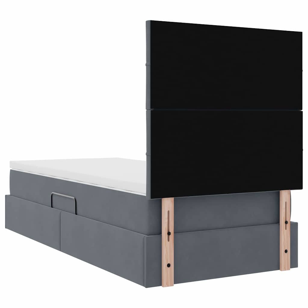 vidaXL Bett mit Stauraum und LED mit LED Dunkelgrau 90 x 190 cm Samt