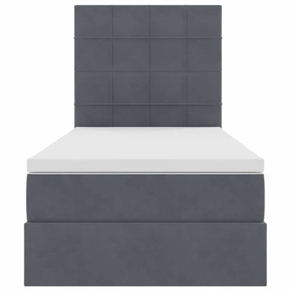 Bett mit Stauraum und LED mit LED Dunkelgrau 90 x 190 cm Samt