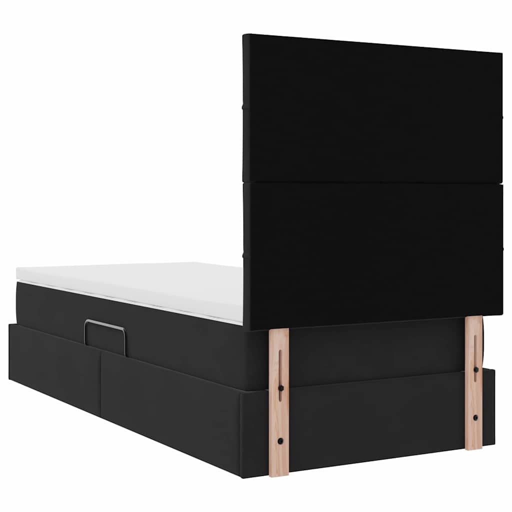 vidaXL Bett mit Stauraum und LED mit Matratze Schwarz 90 x 190 cm Samt
