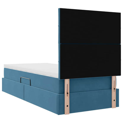 vidaXL Bett mit Stauraum und LED mit LED Dunkelblau 90 x 190 cm Samt