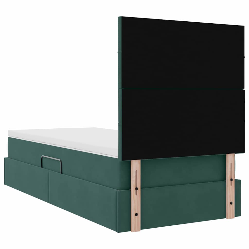 vidaXL Bett mit Stauraum und LED mit LED Dunkelgrün 90 x 200 cm Samt