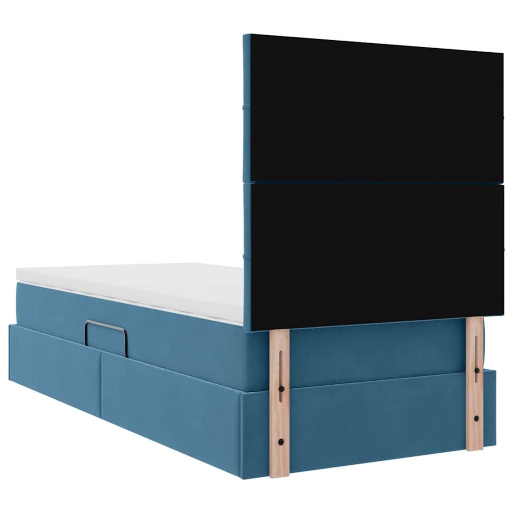 vidaXL Bett mit Stauraum und LED mit LED Dunkelblau 90 x 200 cm Samt