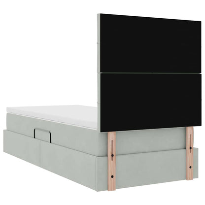 vidaXL Bett mit Stauraum und LED mit LED Hellgrau 100 x 200 cm Samt