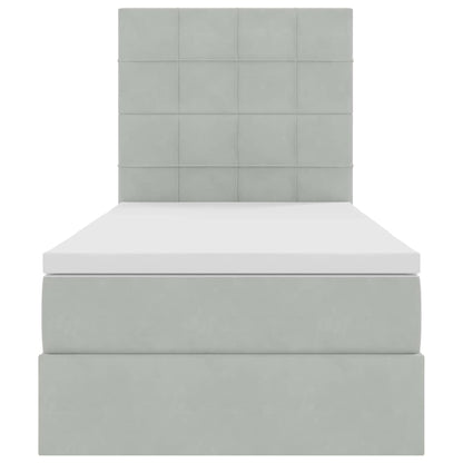 Bett mit Stauraum und LED mit LED Hellgrau 100 x 200 cm Samt