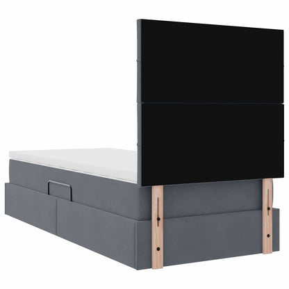 vidaXL Bett mit Stauraum und LED mit LED Dunkelgrau 100 x 200 cm Samt