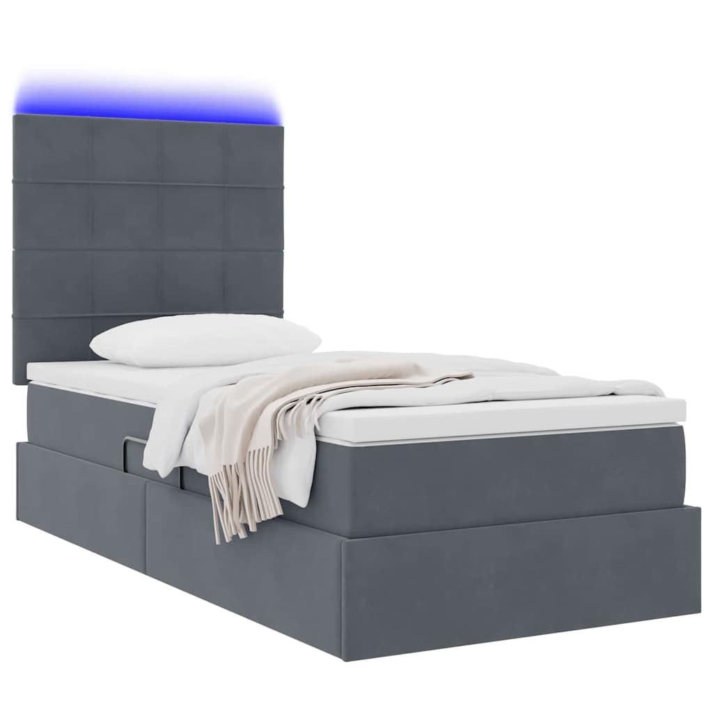 vidaXL Bett mit Stauraum und LED mit LED Dunkelgrau 100 x 200 cm Samt
