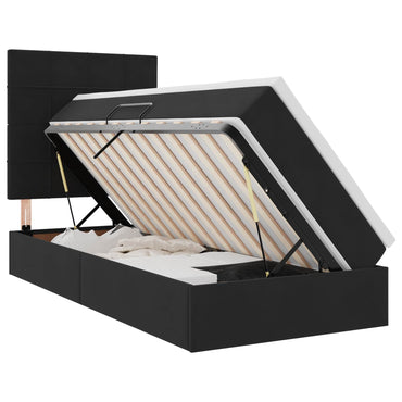 vidaXL Bett mit Stauraum und LED mit LED Schwarz 100 x 200 cm Samt