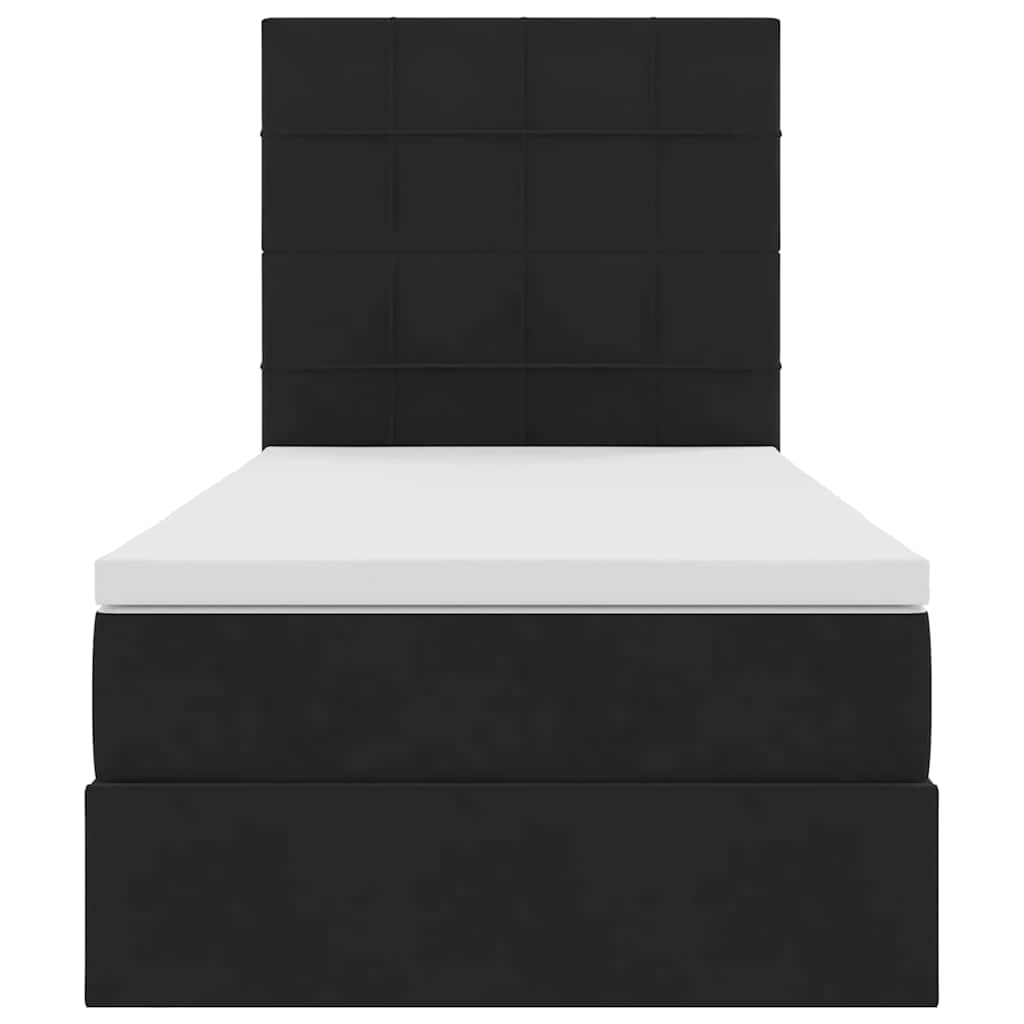 Bett mit Stauraum und LED mit LED Schwarz 100 x 200 cm Samt