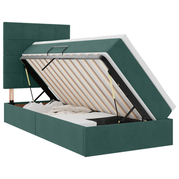 vidaXL Bett mit Stauraum und LED mit LED Dunkelgrün 100 x 200 cm Samt