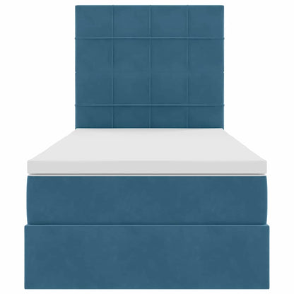 vidaXL Bett mit Stauraum und LED mit LED Dunkelblau 100 x 200 cm Samt