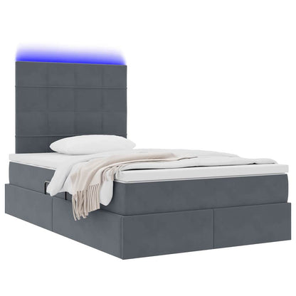 Bett mit Stauraum und LED mit LED Dunkelgrau 120 x 200 cm Samt