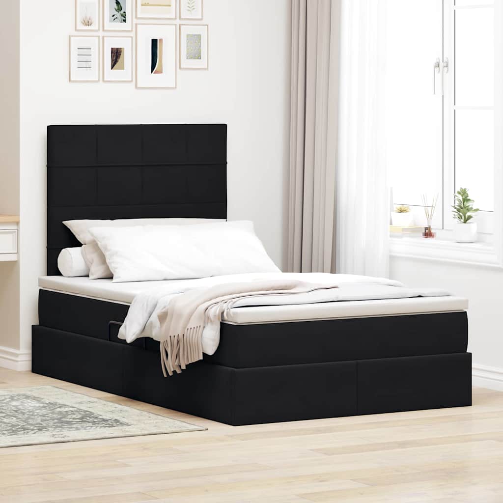 vidaXL Bett mit Stauraum und LED mit LED Schwarz 120 x 200 cm Samt
