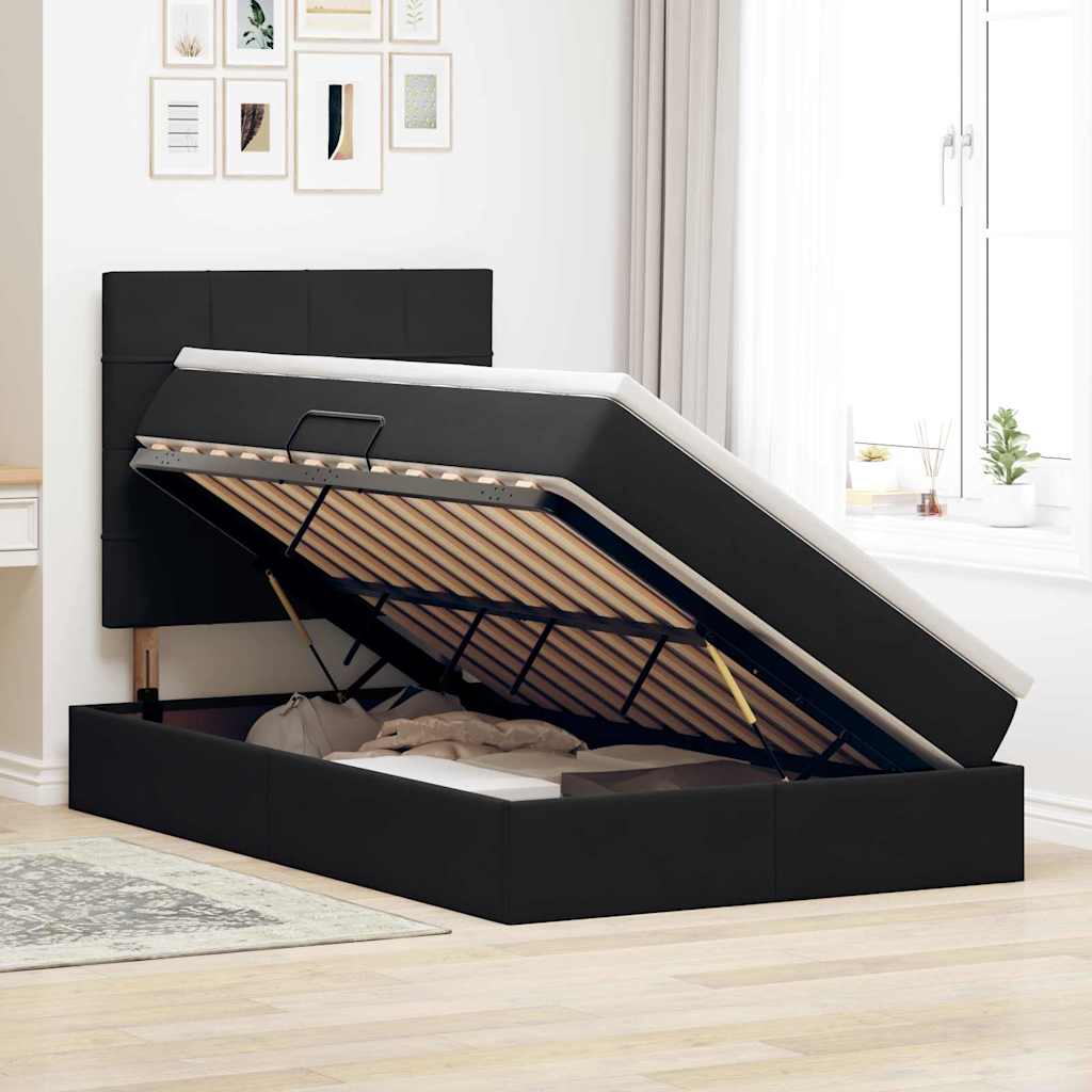 vidaXL Bett mit Stauraum und LED mit LED Schwarz 120 x 200 cm Samt