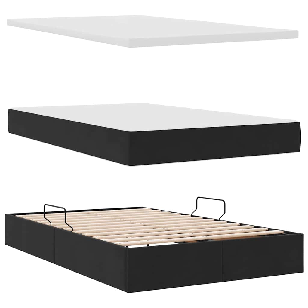 vidaXL Bett mit Stauraum und LED mit LED Schwarz 120 x 200 cm Samt