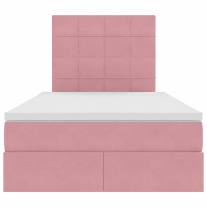 Bett mit Stauraum und LED mit Matratze Rosa 120 x 200 cm Samt
