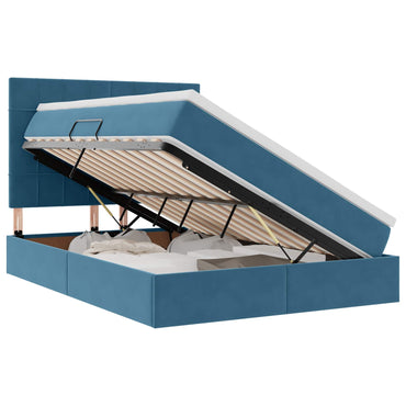 vidaXL Lit avec rangement et LED Bleu foncé 140 x 190 cm Velours